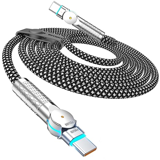 USB C to USB C Cable 6.6ft 240W, 180°Rotating USB C Cable Braided Type C by PINGXIN