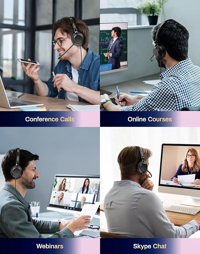 USB Headset with Microphone for PC-Wired Noise Reduction Office Headset work - Image 8