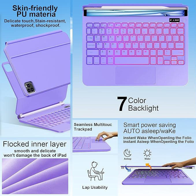Keyboard Case for iPad Air 13 inch, iPad Pro 12.9 inch，Magic-Style Magnetic – - Image 5