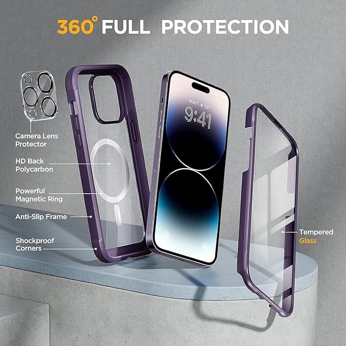 Miracase Magnetic for iPhone 14 Pro Case 6.1 inch, Upgrade Full-Body Clear - Image 2