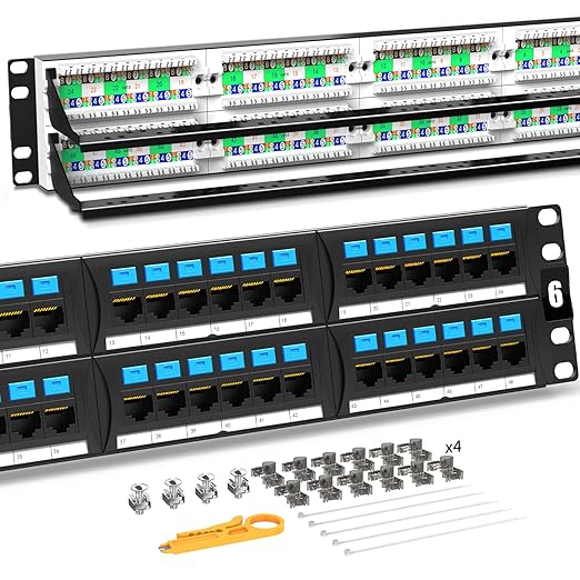 AMPCOM CAT6 48 Ports Patch Panel, Rack Mount by AMPCOM