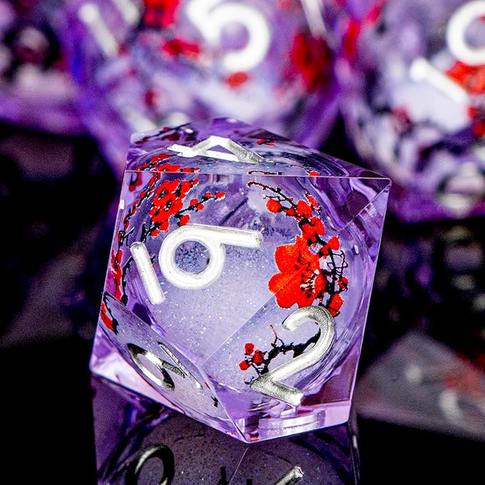 Plum Blossom DND Dice Purple Liquid Core Dice Set - Image 5
