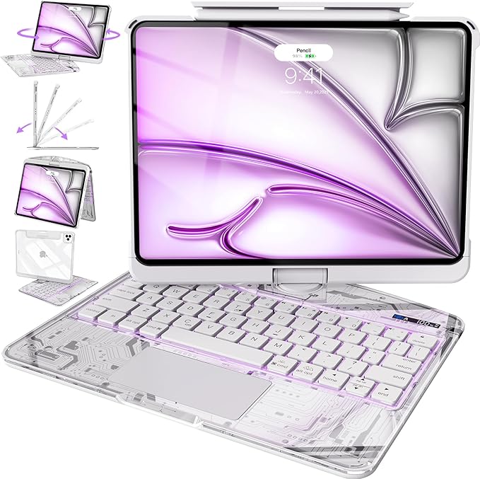 Intermerge Clear Keyboard Case for iPad Air 11", Air 5th/4th, Pro 11" 2022-2018 by Intermerge