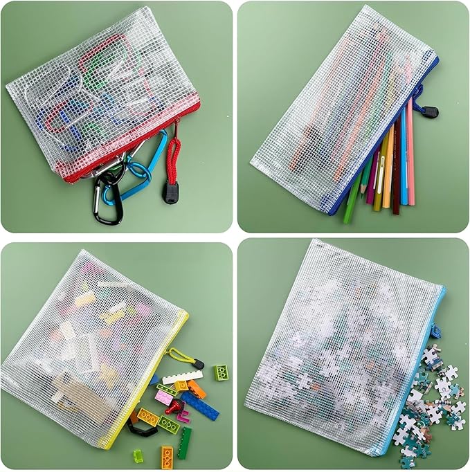 Oaimyy-12 Pcs A6, Mesh Zipper Pouch Document Folders Bag Zipper Zip File Folders - Image 4