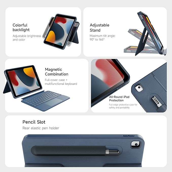 HOU Combo Keyboard Case for iPad 9th Generation/8th Gen/7th Gen/iPad Air 3/Pro - Image 3