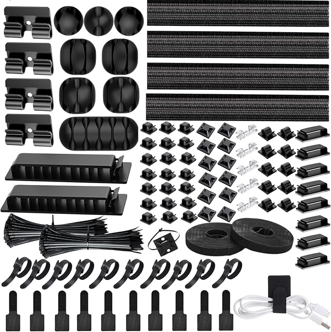 Cable Management Kit, 67 Adhesive Cable Clips, Topavatop Desk Cord Organizer by Topavatop