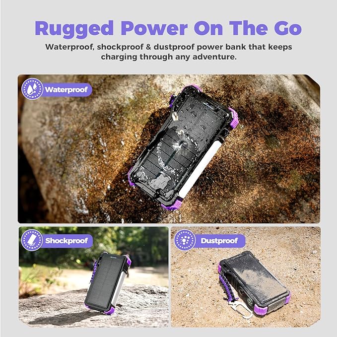 BLAVOR Solar Power Bank 20000mAh/74000mWh Built-in Cables, Wireless Charger - Image 6