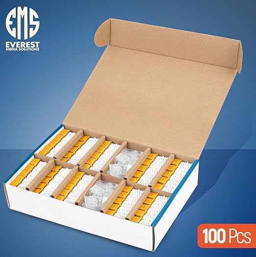 Everest 90° Angled RJ45 Cat6 Keystone Jacks 100-Pack in Yellow - Image 2