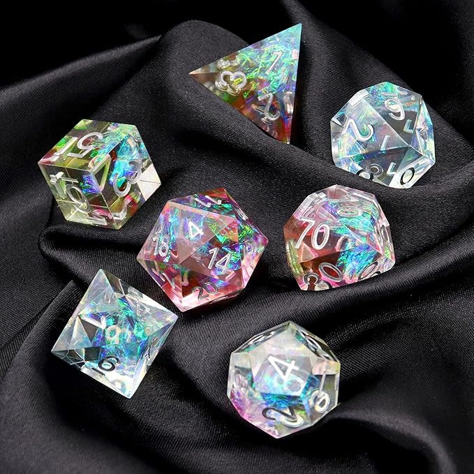 Haxtec Rainbow Sharp Edge Dice Set DND Dice - Image 2