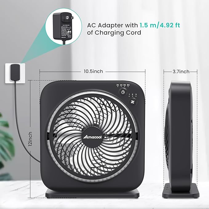 AMACOOL Table Fan, 12 inch Box Fan - Image 7