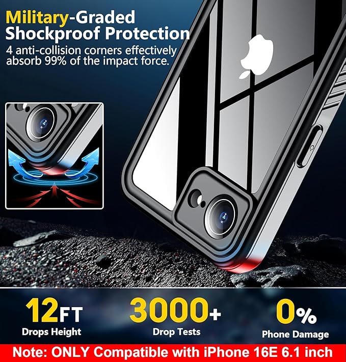 SPIDERCASE for iPhone 16e Case Waterproof, Built-in Screen & Camera Lens - Image 5