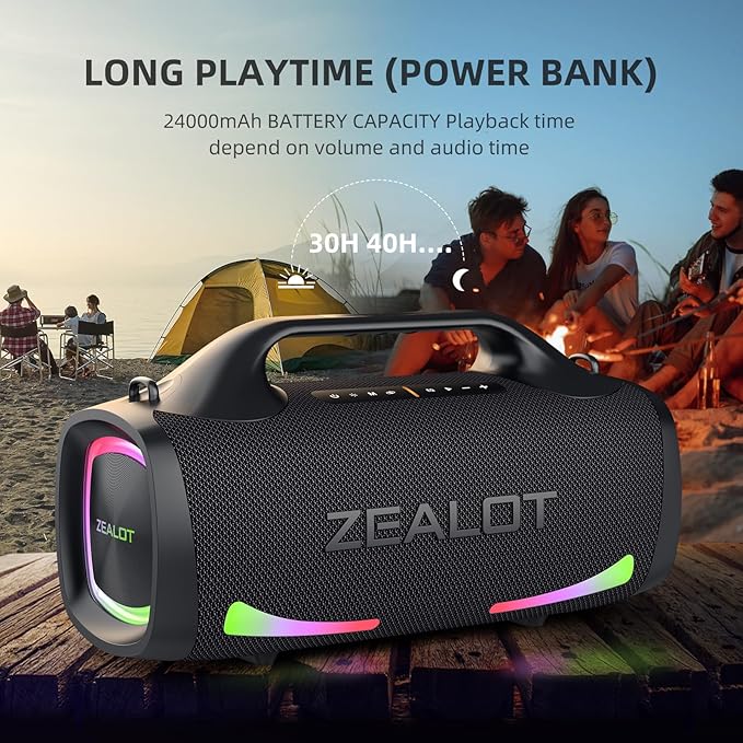 ZEALOT Bluetooth Speaker, 110W Peak Booming Sound Speakers Wireless, Dual - Image 2