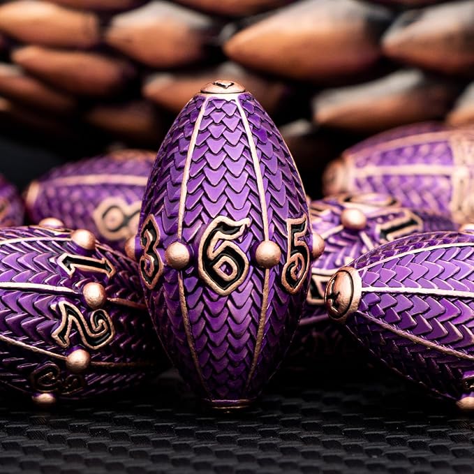 ARUOHHA DND Metal Dice Copper Purple Dragon Egg Dice - Image 4
