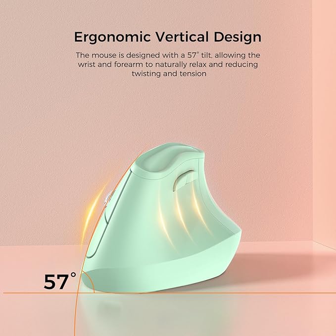 57° Ergonomic Wireless Tower Mouse, Vertical Quiet Ergo Mouse, 5 Buttons - Image 2