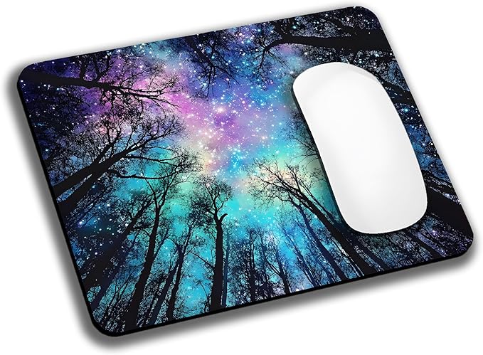 Black Night Sky Forest Mouse Pads by EASTSMOOTH