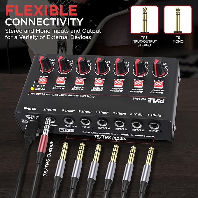 Pyle 6-Channel Wireless BT Streaming Mini Line Mixer - Image 4