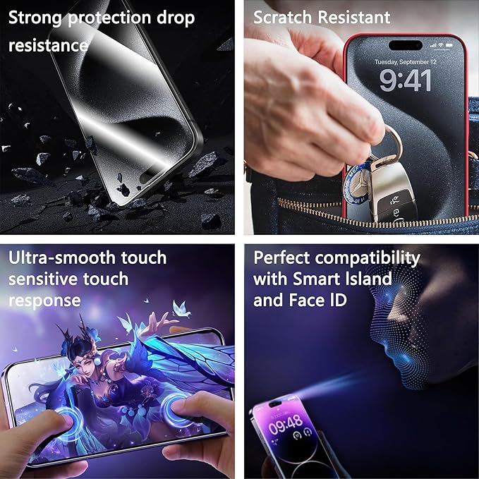 2 Pack Screen Protector for iPhone 14 Pro Max/iPhone 15 Plus/iPhone 16 Plus - Image 6