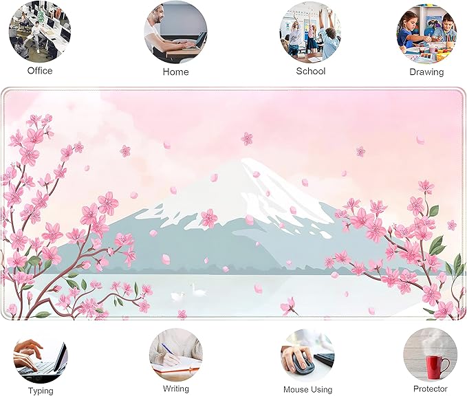 Japanese Desk Mat Pastel Pink Cherry Blossom Mouse Pad Mt Fuji Japan Large - Image 5