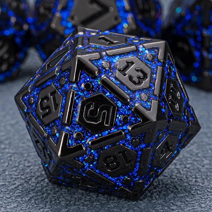 DND Metal Dice Set with Cracks, Polyhedral Dice by Unknown