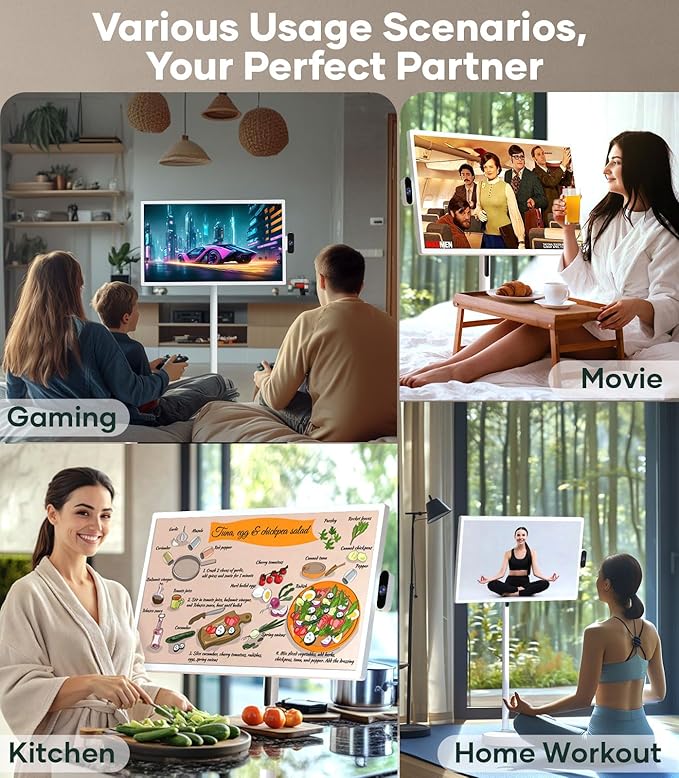 Cozyla Mate 32 Inch Mobile Portable TV Stand on Wheels Support Google Store - Image 6