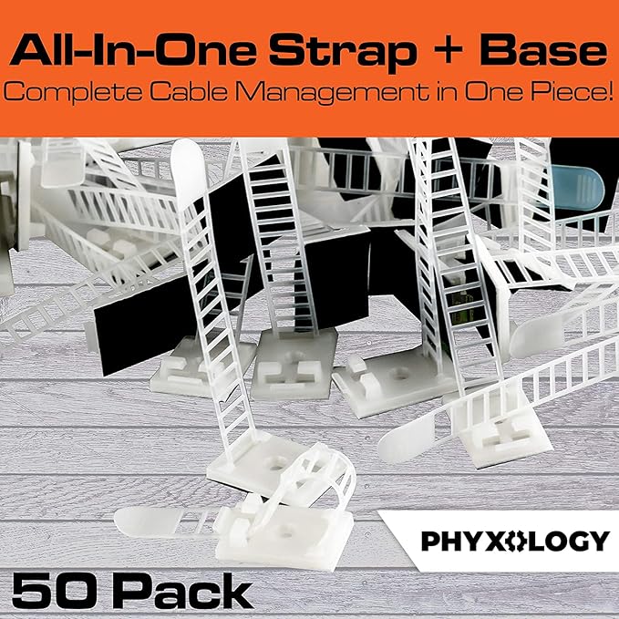 Pro-Grade, Adhesive-Backed Cable Straps 50 Pack. High-Strength - Image 3