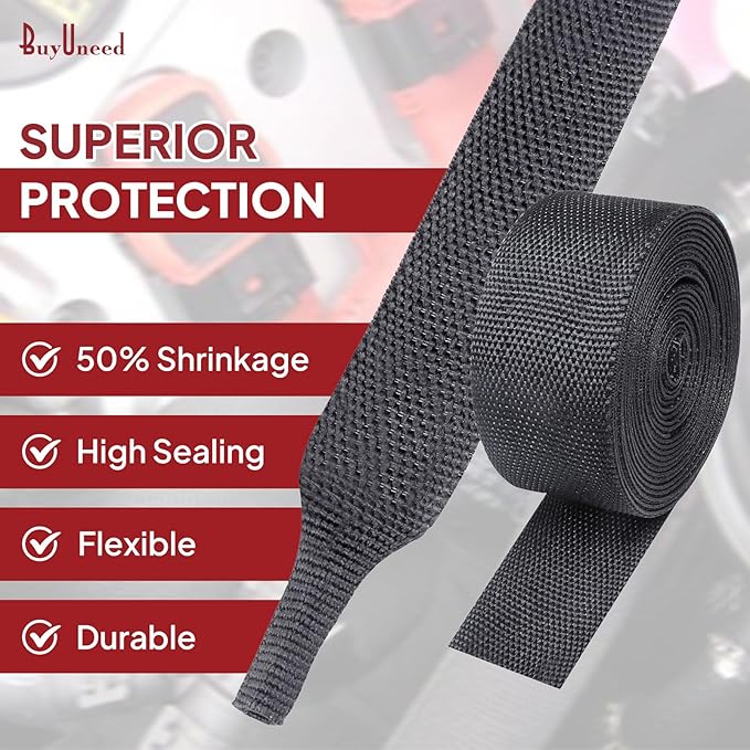 Heat Shrink Wire Loom 2:1 Shrinkable Braided Cable Sleeve 3/4 Inch ID-46ft - Image 8