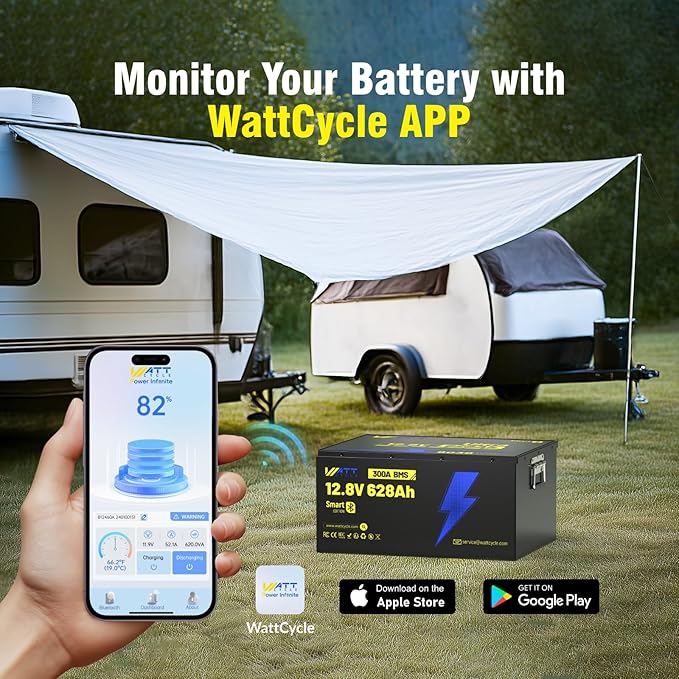 12V 628Ah LiFePO4 Lithium Battery, Built-in Bluetooth 5.0 & 300A BMS, Full - Image 6