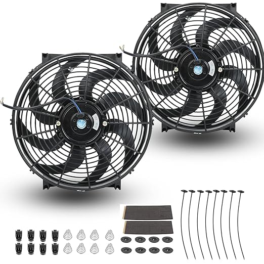 2PCS 14 Inch Universal Slim Fan Push Pull Electric Radiator Cooling Fan Mount by FSBCGT