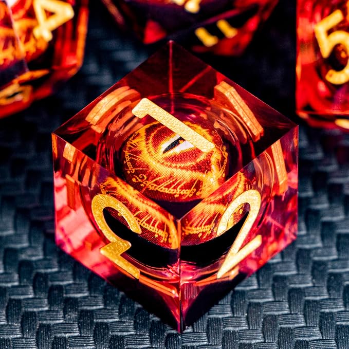 ARUOHHA DND Resin Dice Gazes Eye Dice Liquid Core Flaming RPG Sharp Edged Dice - Image 3