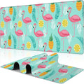 Pink Flamingo Desk Mat, Large Summer Flamingos Pineapples Tropical Leaves by NIYLYNSYN