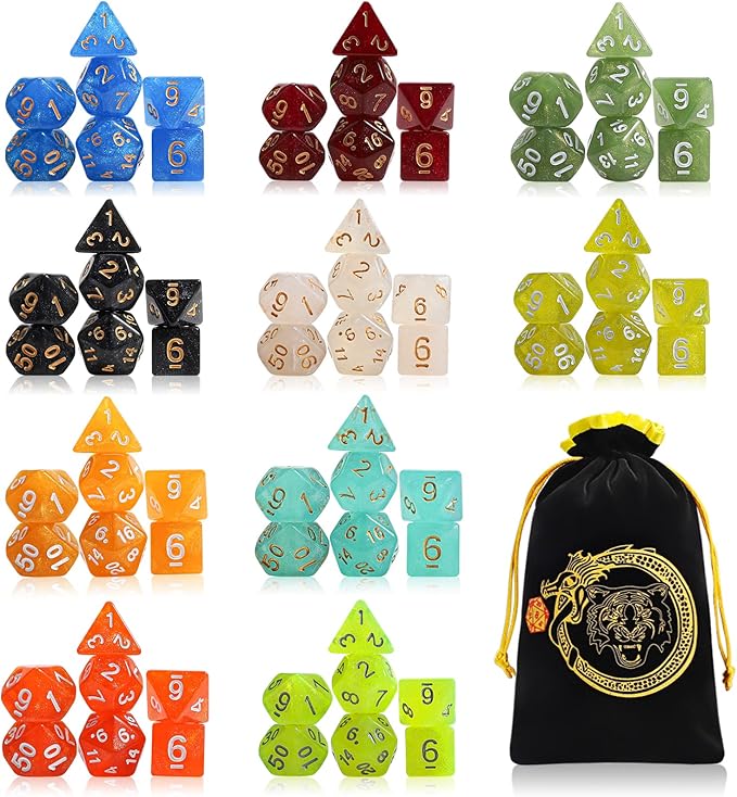 CiaraQ DND dice Set 10x7 Polyhedral Dice by CiaraQ