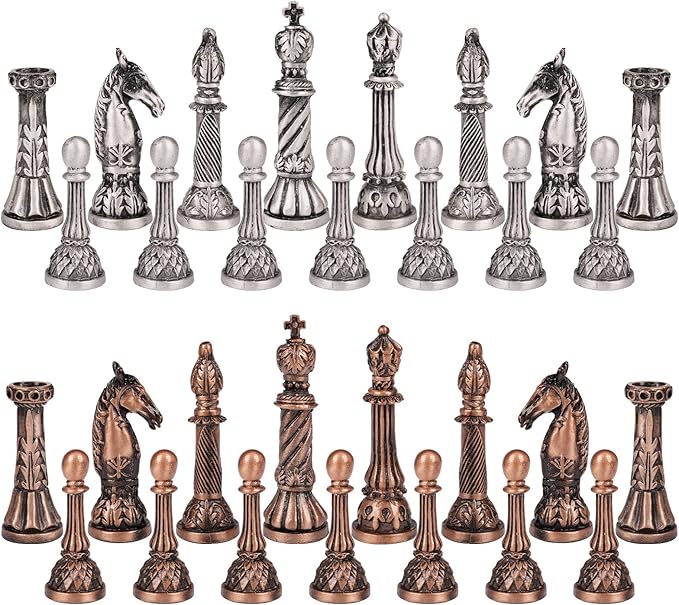 Retro Metal Chess Set for Adults and Kids – Marbling Chess Board - Image 2