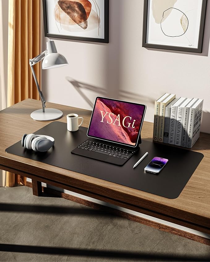 YSAGi Leather Desk Protector, Office Mat, Large Mouse Mat, Non-Slip PU Leather - Image 5