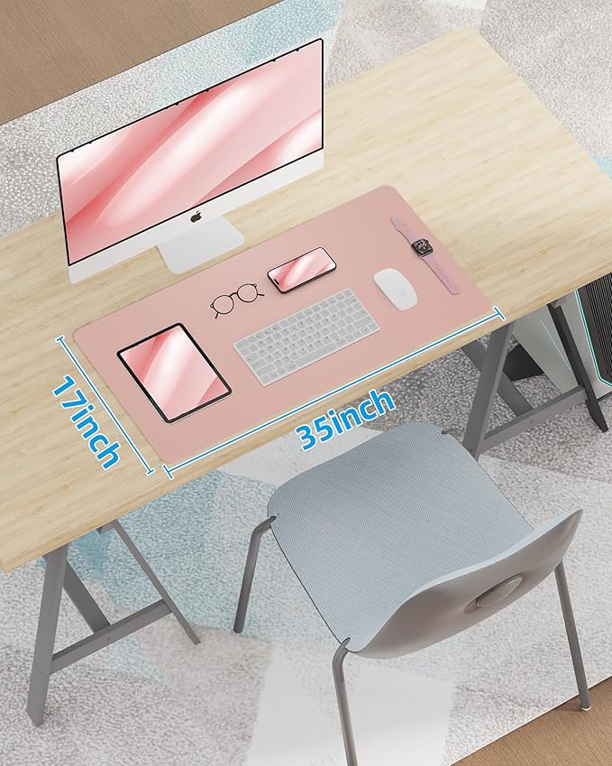 Leather Desk Pad Blotter, Mouse Pad, Office Desk Mat, Non-Slip PU Leather Desk - Image 7