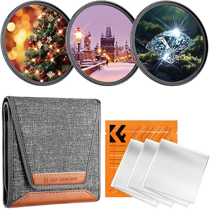 K&F CONCEPT 52mm Star Filters Kit 4 Points 6 Points 8 Points Cross Screen by KFCONCEPT