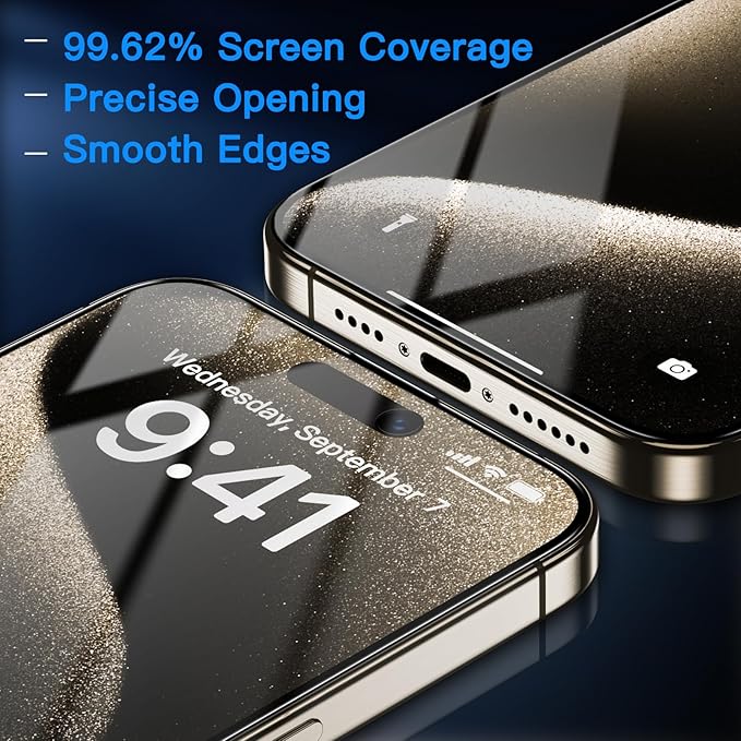 Uyiton Anti-Blue Light for iPhone 15 Pro Screen Protector - Image 6