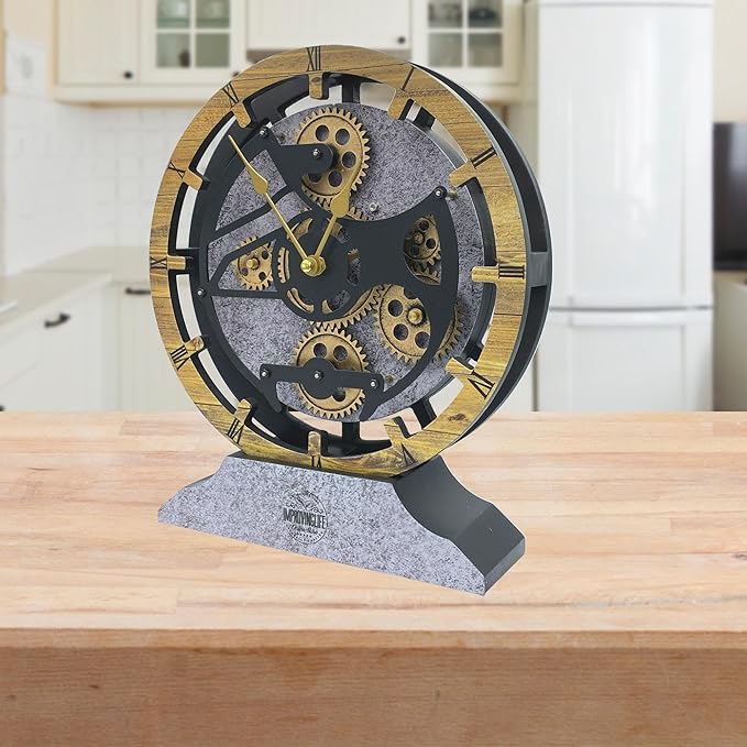 Desk Clock 10 inches with Real Moving Gears Convertible into Wall Clock - Image 2