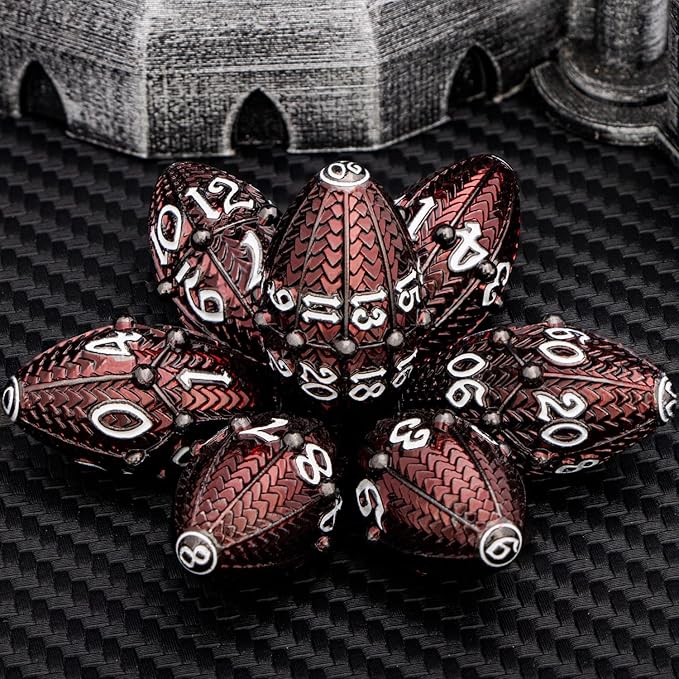 ARUOHHA DND Metal Dice Black Red Dragon Egg Dice - Image 4