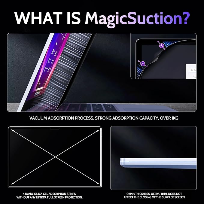 Privacy Screen for 12.4 Inch Surface Laptop Go 3/2/1, MagicSuction™ Removable - Image 3