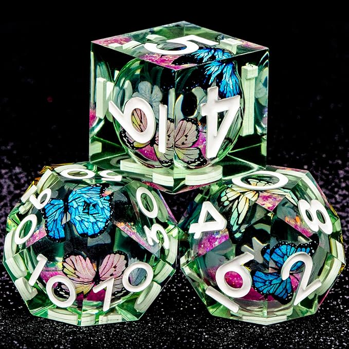 Butterfly DND Dice Pink Liquid Core Dice Set - Image 6