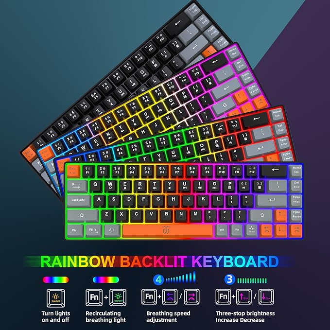 Snpurdiri 60% Wireless Gaming Keyboard and Mouse Combo, Rainbow Backlit - Image 4