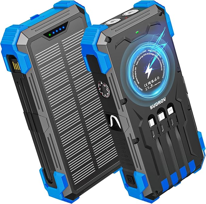Solar Charger Power Bank, 42800mAh Wireless Portable Charger by Sudrov