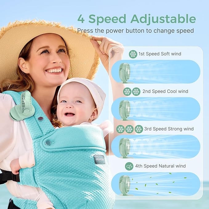 Momcozy Portable Fan with Clip | 4-Speed Mini-Fan - Image 3