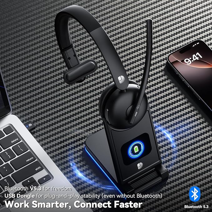 Wireless Headset with Mic for Work, Wireless Headset with Microphone, Smart - Image 3