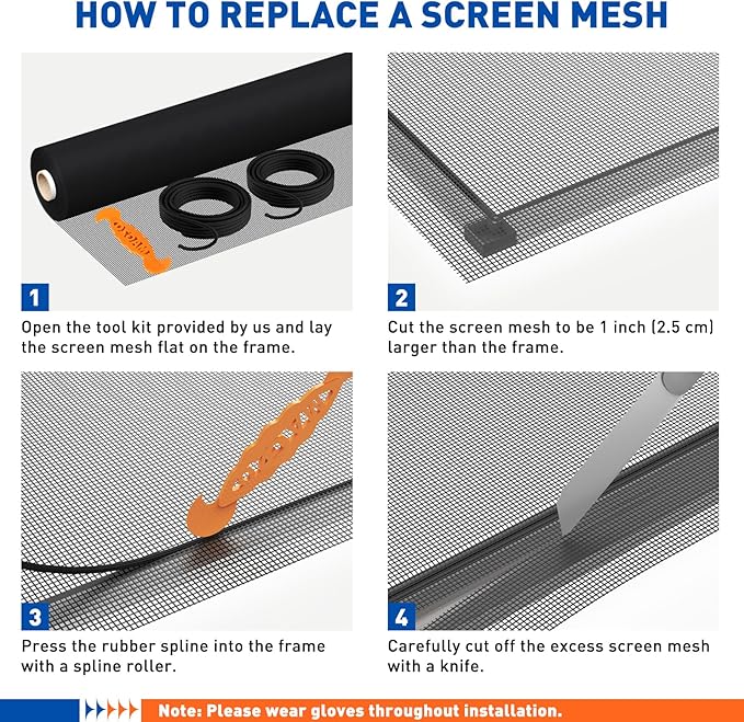 MAGZO Window Screen Replacement Mesh Roll, 37.4in × 16.4ft Invisible Upgraded - Image 6