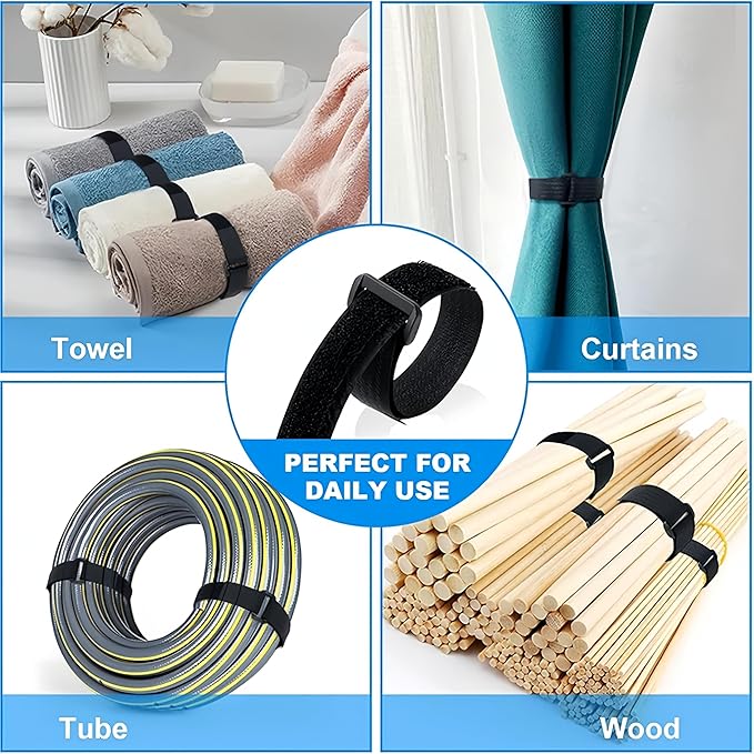 26ft 1.5 Inch Wide Cable Straps, Jumpso Adjustable Fastening Hook and Loop - Image 6
