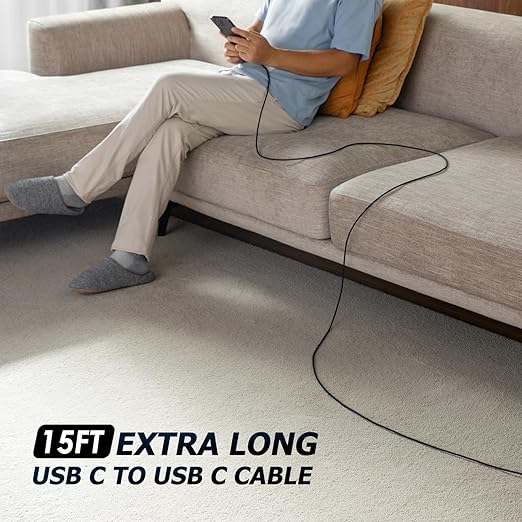 Extra Long USB C to USB C Cable 15FT 2Pack 100W, USB C Charger Cable Fast - Image 5