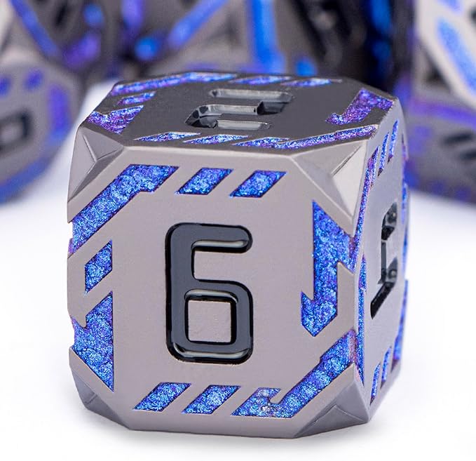 Metal DND Sci-fi Dice Set 7PCS Stripe Polyhedral Dice - Image 3
