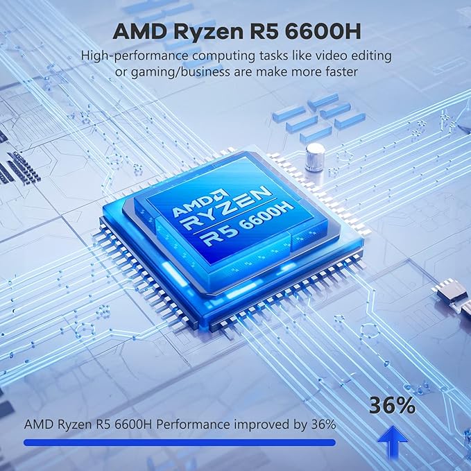 NIMO 15.6" IPS FHD-Gaming-Laptop, AMD Ryzen 5 6600H 6-Cores 660M GPU 16GB DDR5 - Image 2