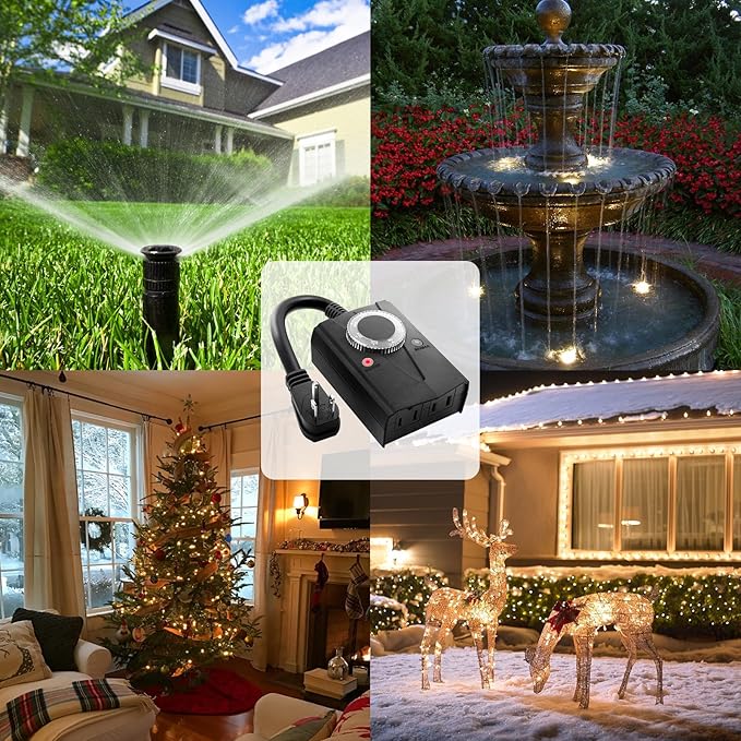 Outdoor Mechanical Light Timer Waterproof, Dusk to Dawn Plug in Timer Switch - Image 6